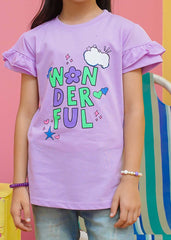 Modest Stitched Summer Kids Collection'2024-Wonderful Graphic Tee - Purple