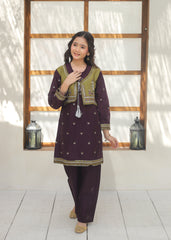 Khanak Stitched Kids-Purple Koti Style 2Pcs Suit KST 136