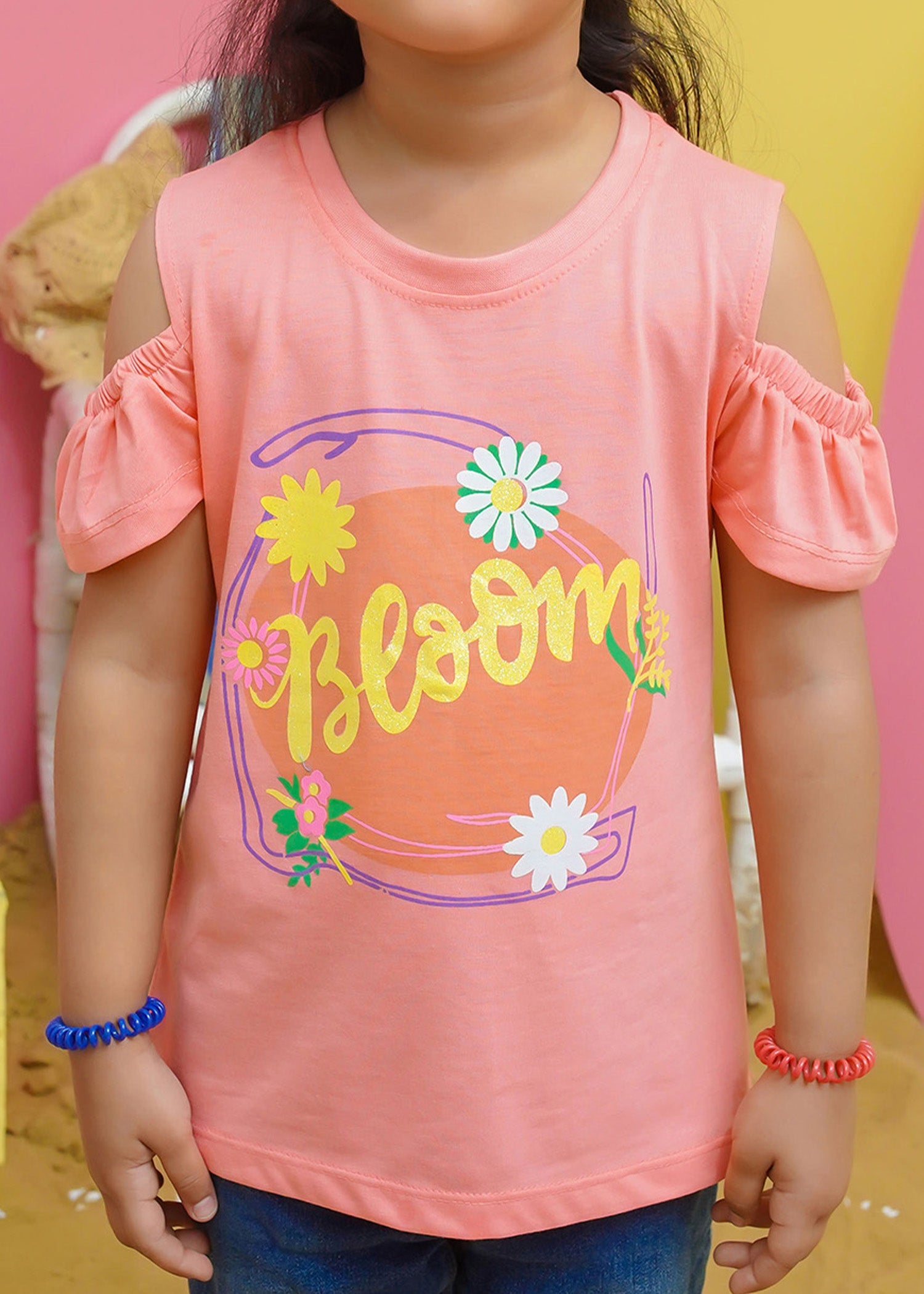 Modest Stitched Summer Kids Collection'2024-Bloom Graphic Tee - Peach