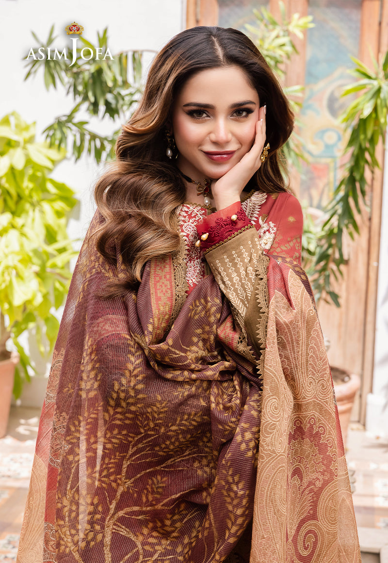 Asim Jofa Rania Pre-Winter '23 Ajrw-01 Embroidered Premium Winter Cotton 3 Pcs