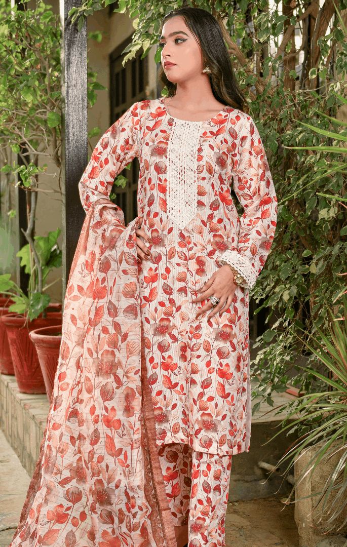 Florals & Printed By Hadar Official Stitched 3 Piece Lawn Collection-Ivy - 3 PC printed