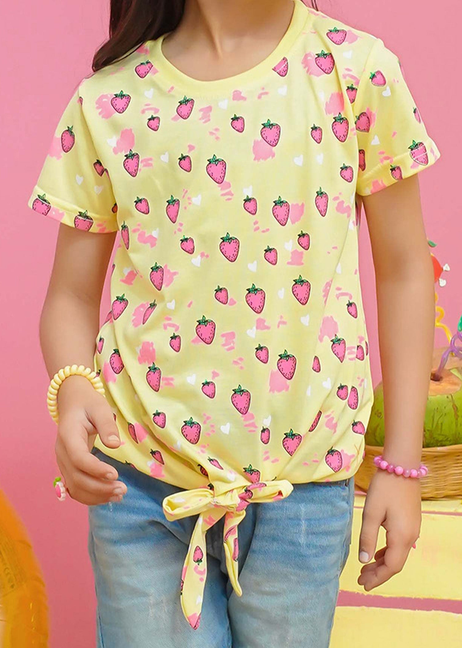 Modest Stitched Summer Kids Collection'2024-Strawberry Graphic Tee - Lime