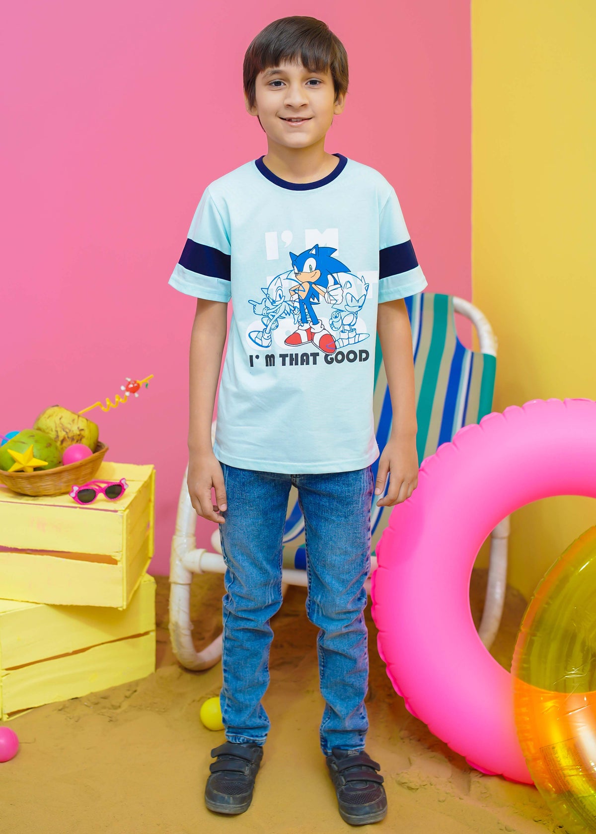 Modest Stitched Summer Kids Collection'2024-Sonic Graphic Tee