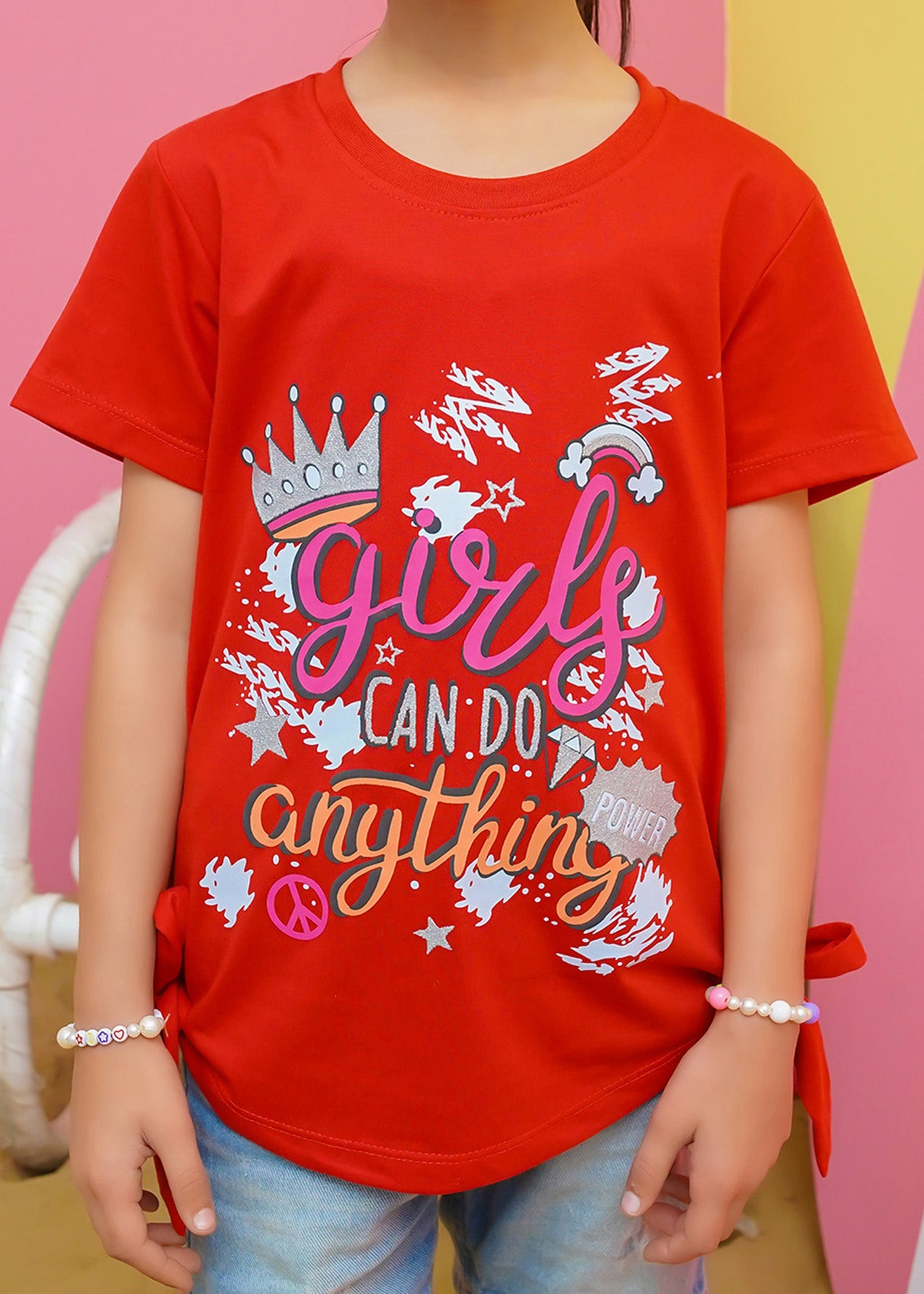 Modest Stitched Summer Kids Collection'2024-Power Graphic Tee - Red