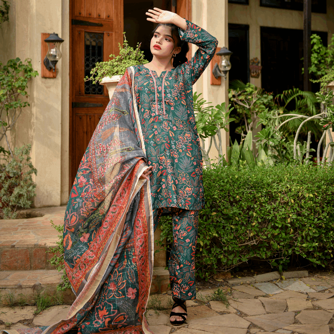 Florals & Printed By Hadar Official Stitched 3 Piece Lawn Collection-Ayte - 3 PC printed