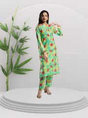 Ahlam Soft Cambric Stitched-Seafoam Co-ord Set Collection'2024