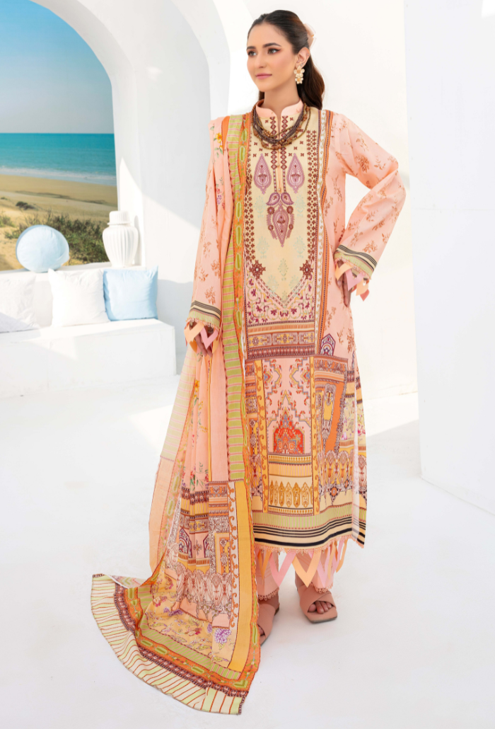 Saira Bano By Humdum Unstitched 3 Piece Emb Lawn Collection'2024