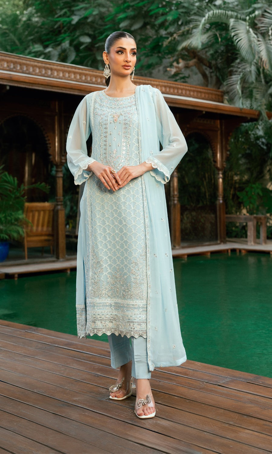 Morbagh By Shamooz Stitched 3 Piece Formals Collection'2025-Light Blue SEM-0840