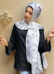 Hijab Ul Hareem Printed Hijabs-White