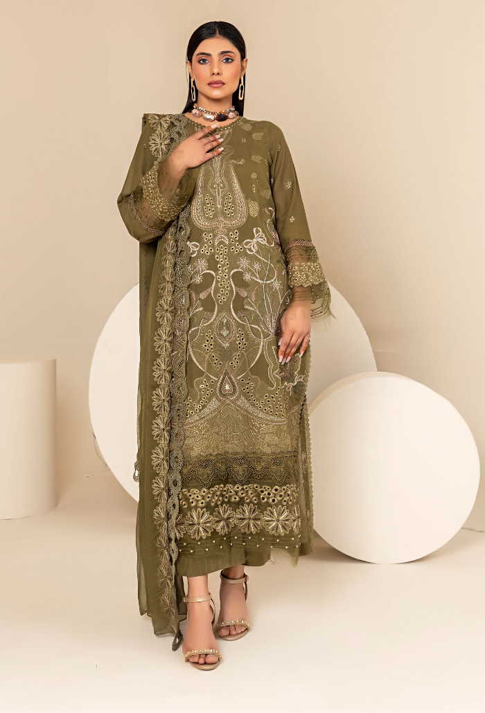 Flora By Humdum Unstitched 3 Piece Emb Lawn Collection'2024-FS-01