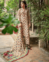 Florals & Printed By Hadar Official Stitched 3 Piece Lawn Collection-Sable - 3 PC printed