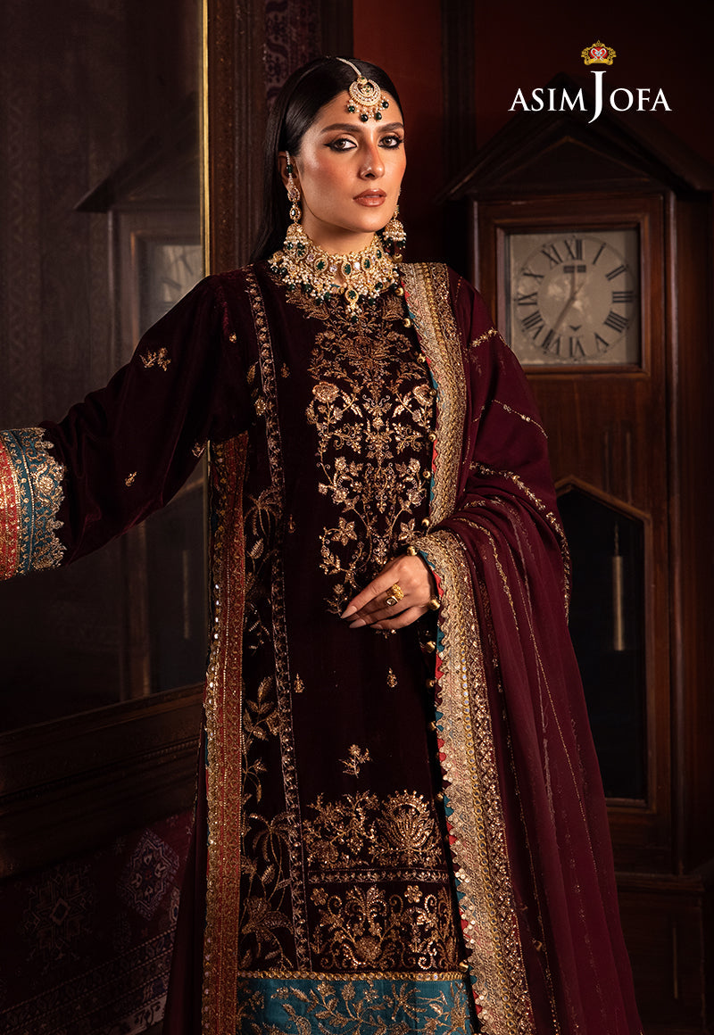 Asim Jofa Designers Limited Edition Ajmmd-09 Embroidered Velvet 3 Pcs