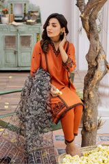 La Rossa Stitched 3 Piece Luxury Lawn Eid Edit Collection'2024-LE-24-14 Rust