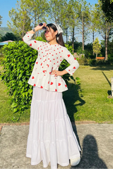 Urban Cut Stitched Peplum Cotton Elegant Tops-C0221