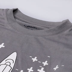 Kjunction Boys Half Sleeves-Printed T-Shirt (Nasa)