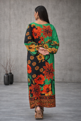 MG Casuals by Madiha Gohar Stitched Summer Collection'2026-Emerald - Green & Black Kaftan