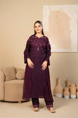 Tiraz Stitched 3 Piece Summer Suit-Tazeen