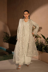 Banno By Manahils Stitched 3 Piece Formals-198 -OFF WHITE
