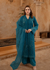 Shehr R Husn By Manahils Stitched 3 Piece-181-Bondi Blue