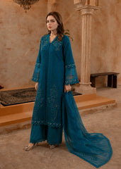 Shehr R Husn By Manahils Stitched 3 Piece-181-Bondi Blue
