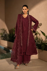 Banno By Manahils Stitched 3 Piece Formals-198 -MAROON