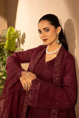 Banno By Manahils Stitched 3 Piece Formals-198 -MAROON
