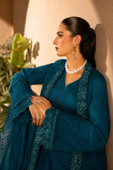 Banno By Manahils Stitched 3 Piece Formals-198-BONDI BLUE