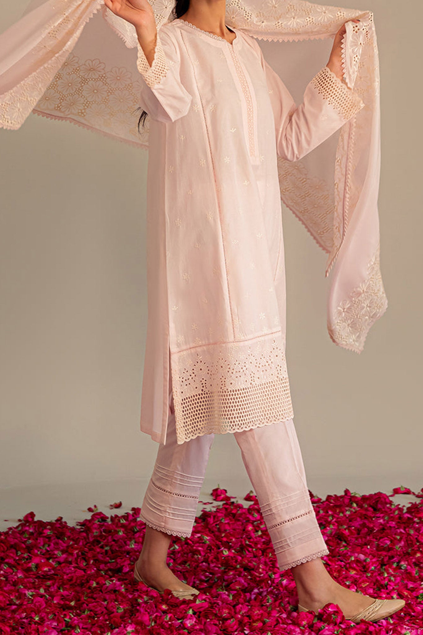 Cross Stitch Unstitched 3 Piece Chikankari Lawn Collection'2023-204-Ethereal Pink
