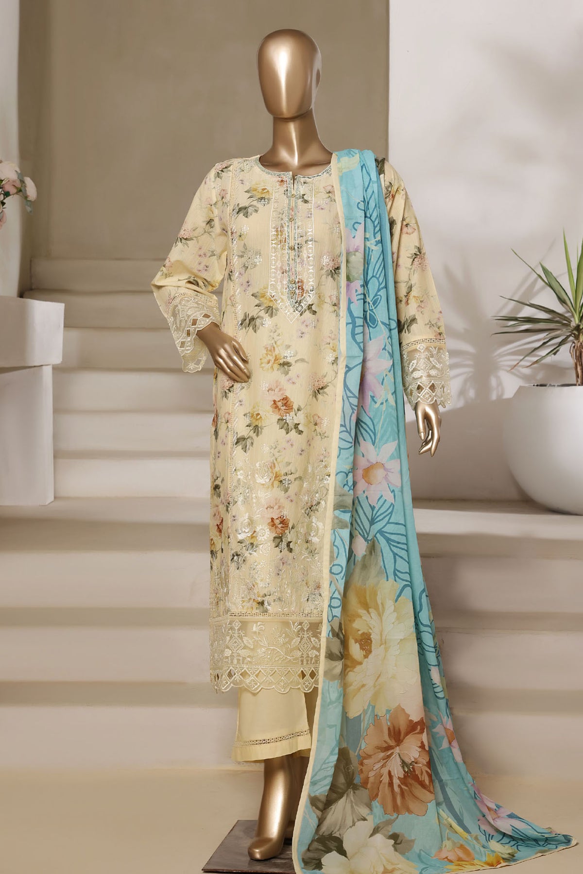 Signature By Sada Bahar Stitched 3 Piece Festive Emb Lawn Vol-02 Collection'2025-ED-211-LEMON