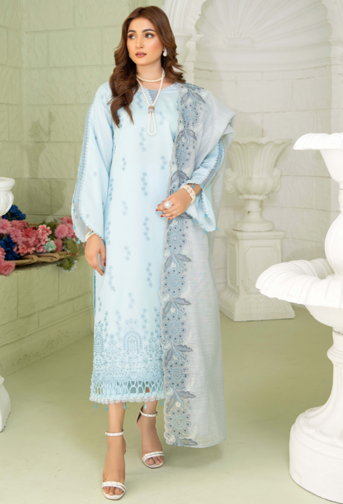 Baad e Baharaan By Humdum Unstitched 3 Piece Emb Lawn Collection'2024-D-02