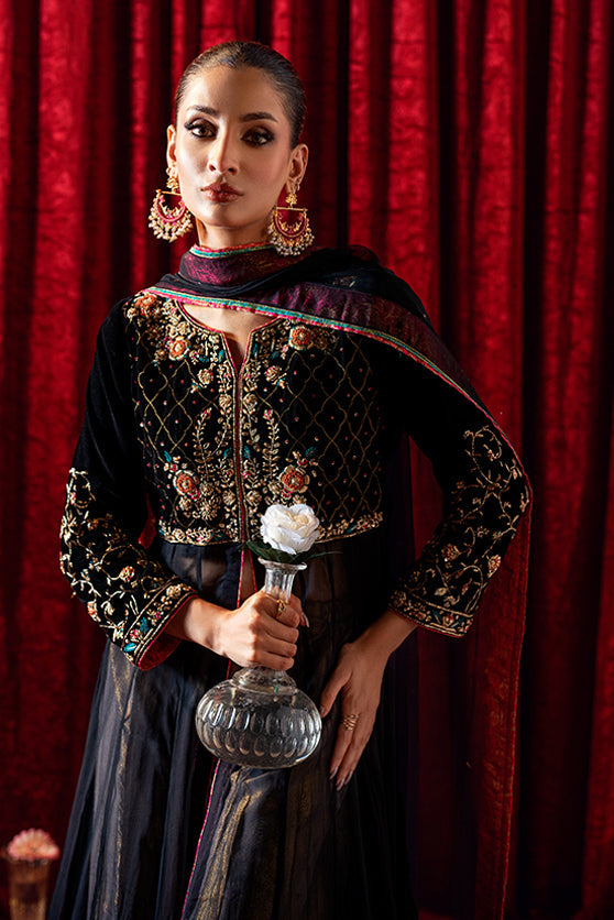 Bagh-E-Makhmal Separates By Zaaviay Stitched Black Moonstone (Three Piece)