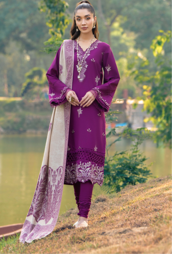 Onora By Humdum Unstitched 3 Piece Emb Khaddar Winter Collection'2024