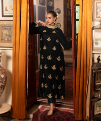 Velvet Saga By Kross Kulture Stitched Embroidered Velvet Shirt Collection'2025-0001864-SML-BGR