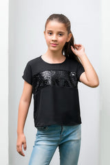 Sprinkles Stitched 1 Piece Summer Shirts Kids Collection'2025-Black Girls Sequence Top