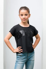 Sprinkles Stitched 1 Piece Summer Shirts Kids Collection'2025-Black Girls Sequence Top