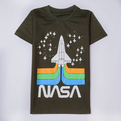 Kjunction Boys Half Sleeves-Printed T-Shirt (Nasa)