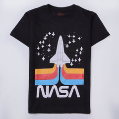 Kjunction Boys Half Sleeves-Printed T-Shirt (Nasa)