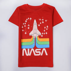 Kjunction Boys Half Sleeves-Printed T-Shirt (Nasa)