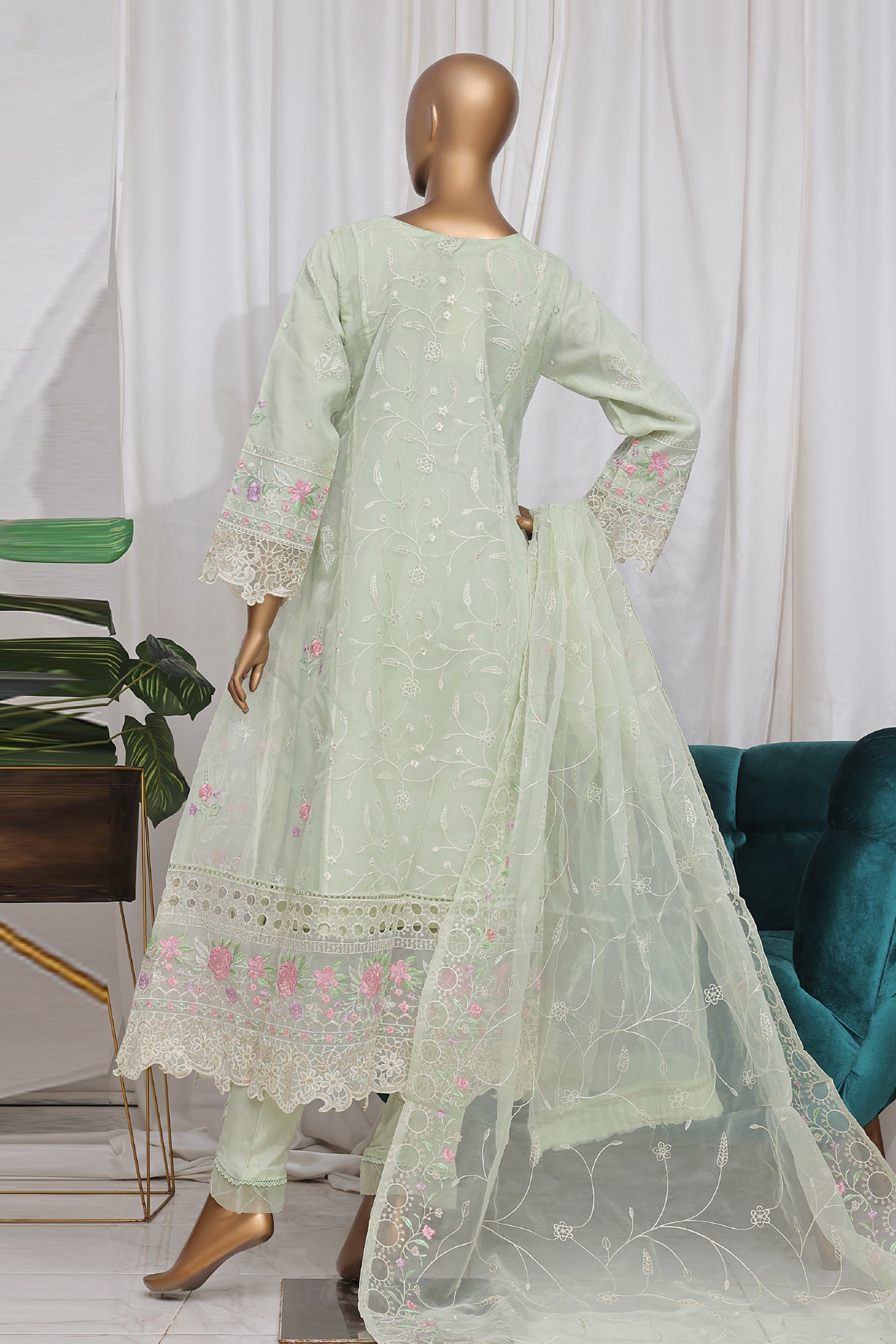 Bin Saeed Stitched 3 Piece Luxury Emb Frock Collection'2025-RTS-2298-Pista