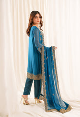 Zouj Unstitched 3 Piece Luxe Chiffon Edit Collection'2025-Azure Elegance
