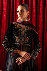 Bagh-E-Makhmal Separates By Zaaviay Stitched Black Moonstone (Three Piece)