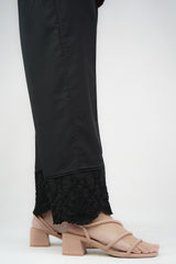 Amna Ali Nawaz Stitched Trouser-Pleated Emb Cigarette Pants (BLACK)