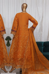 Bin Saeed Stitched 3 Piece Luxury Emb Frock Collection'2025-ZEF-2301-Mustard