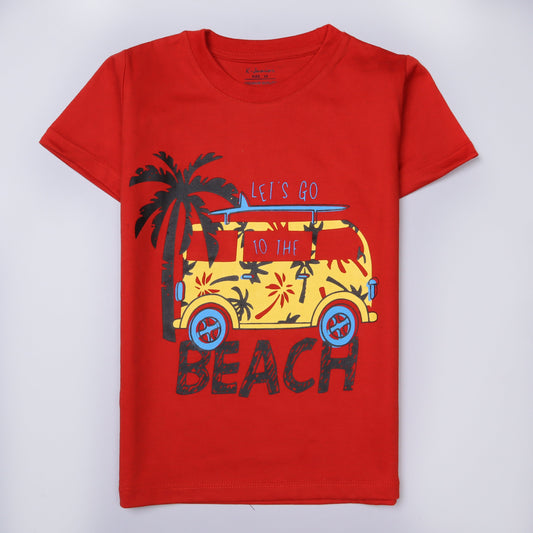 Kjunction Boys Half Sleeves-Printed T-Shirt (Beach)