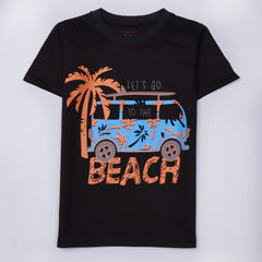 Kjunction Boys Half Sleeves-Printed T-Shirt (Beach)