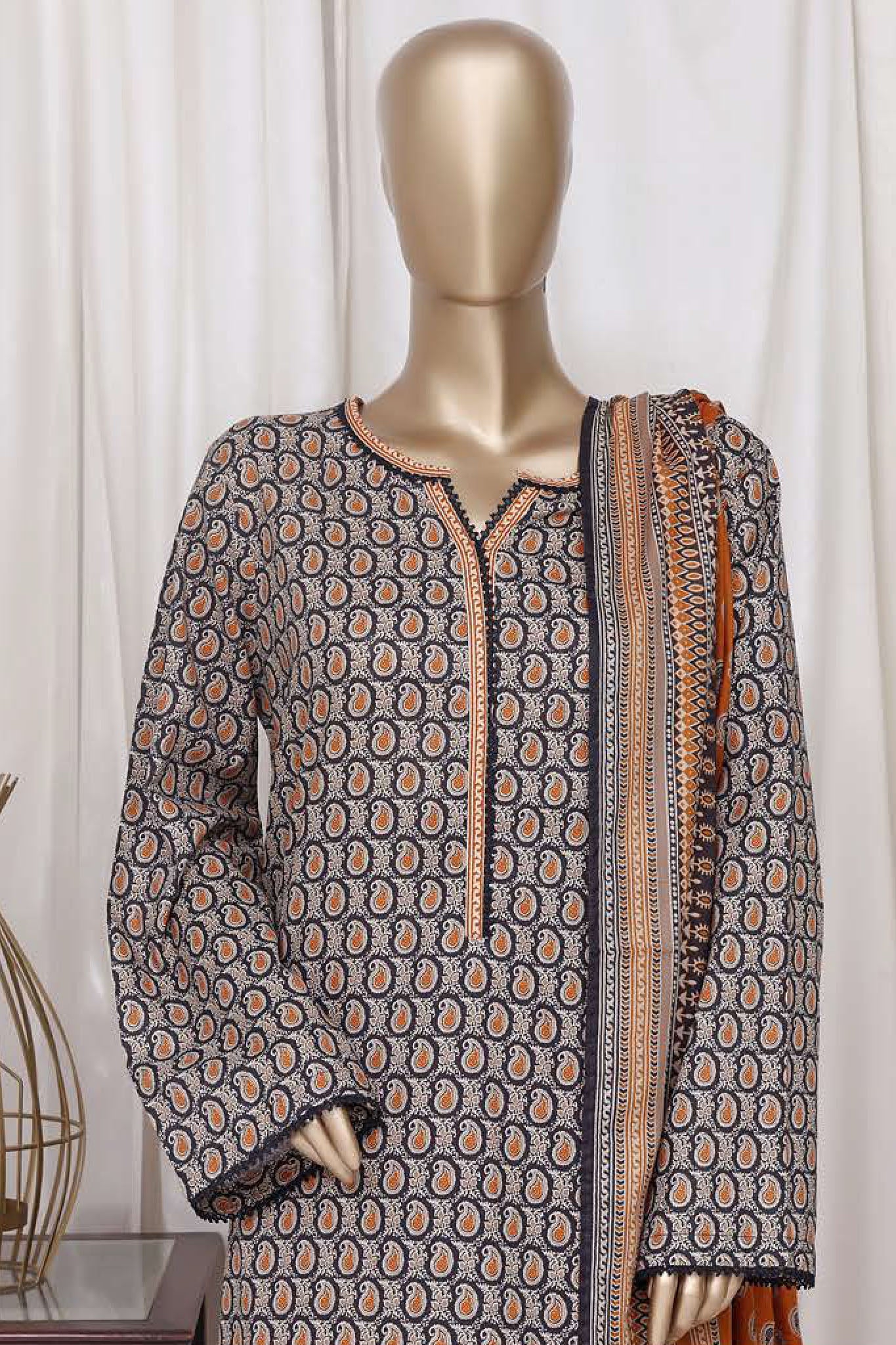 Bin Saeed Stitched 3 Piece Printed Cotton Vol-01 Collection'2025-WC-2370-Navy Blue