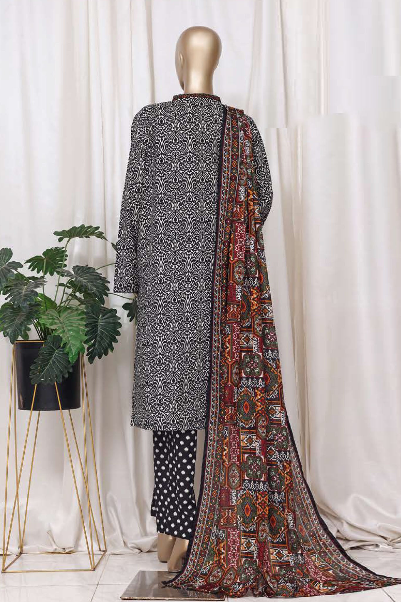 Bin Saeed Stitched 3 Piece Printed Cotton Vol-01 Collection'2025-WC-2371-Black