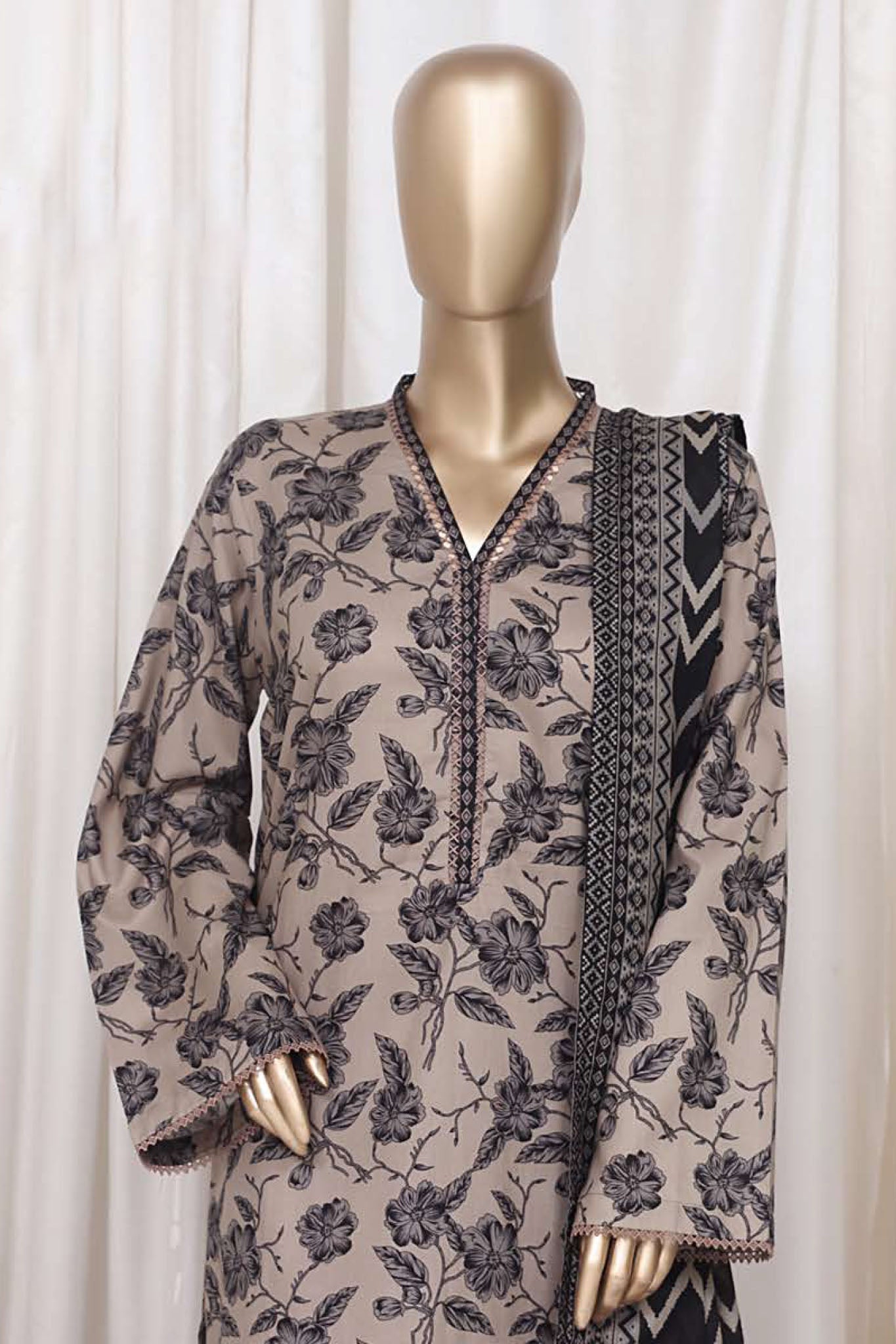 Bin Saeed Stitched 3 Piece Printed Cotton Vol-01 Collection'2025-WC-2372-Grey