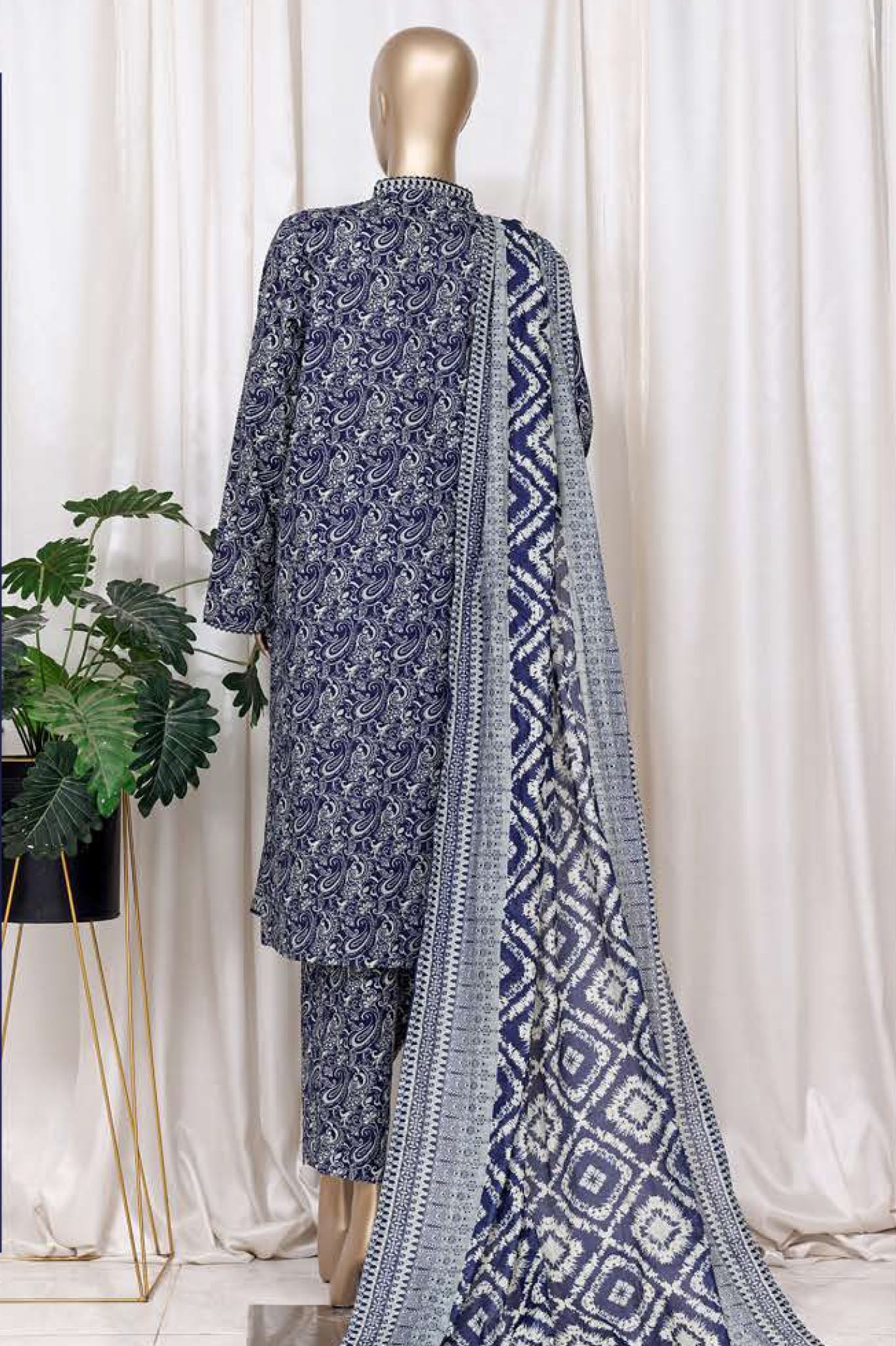 Bin Saeed Stitched 3 Piece Printed Cotton Vol-01 Collection'2025-WC-2373-Blue