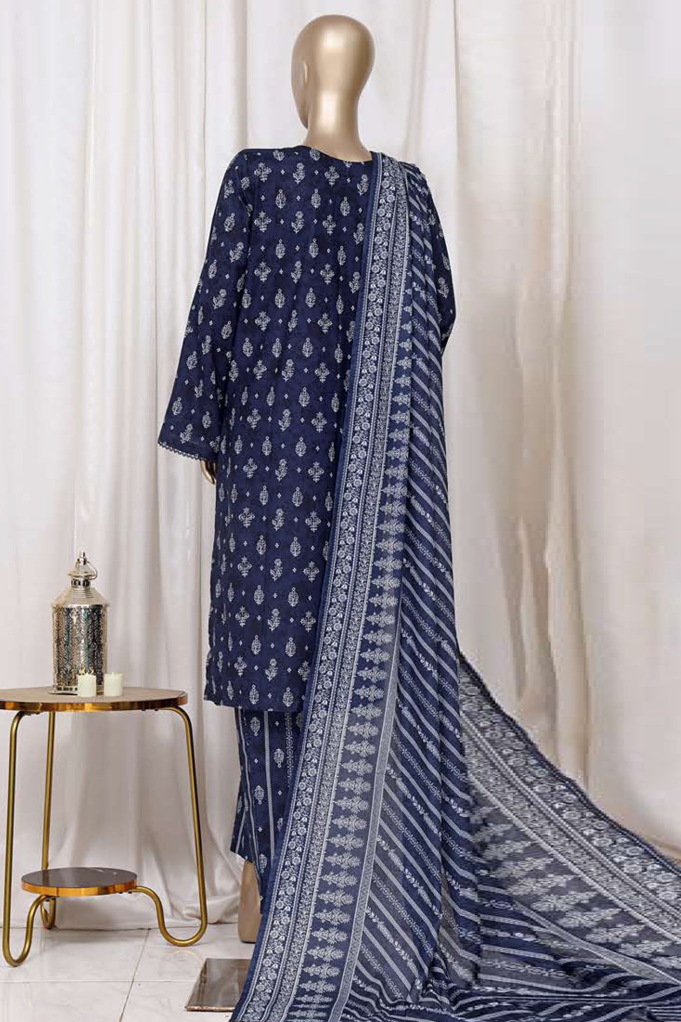 Bin Saeed Stitched 3 Piece Printed Cotton Vol-01 Collection'2025-WC-2374-Blue